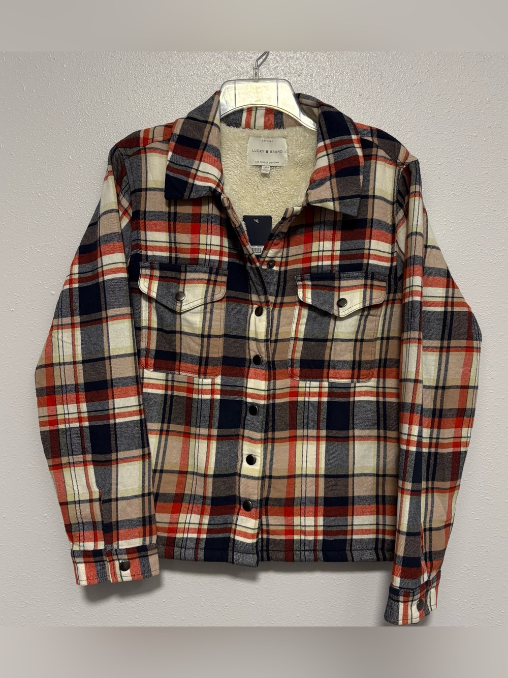 Lucky Brand Sherpa Lined Plaid Shacket Jacket NWT Medium NEW With Tags